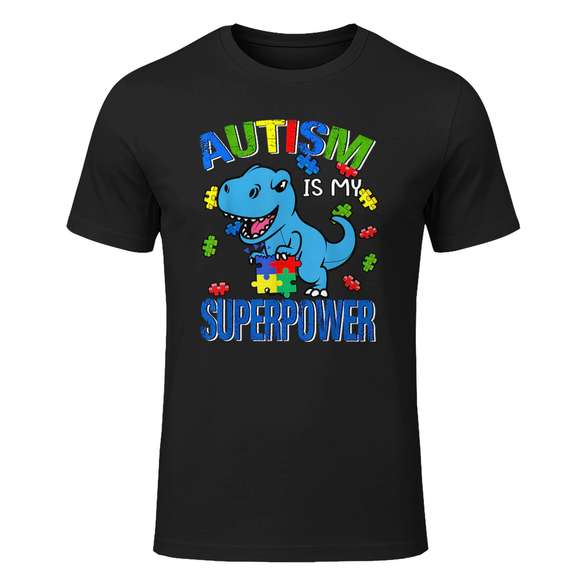 Kids Autism Awareness is My Superpower Boys in Black - front view