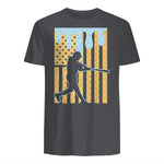Baseball Drip Boys Dripping Ice Cream Baseball American Flag T-Shirt in Charcoal - back view