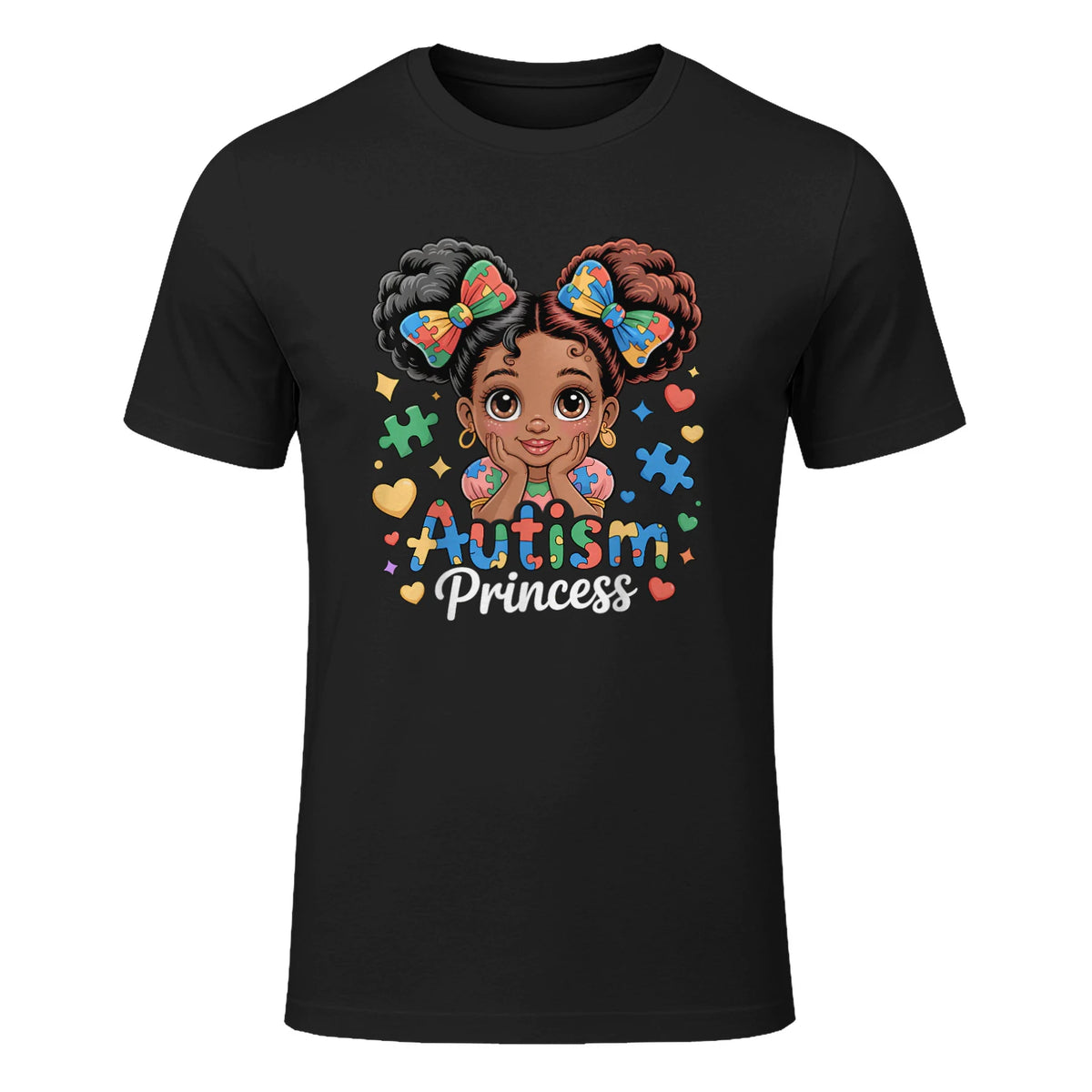 Autism Princess Coquette Bow Daughter Autism Awareness Girls in Black - front view