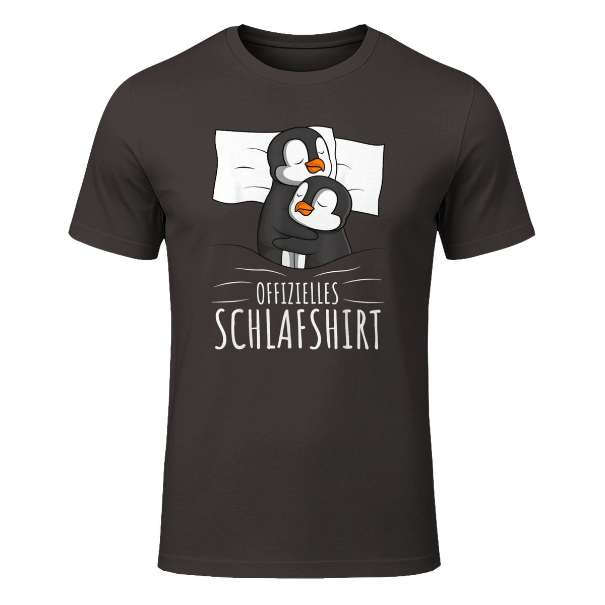 Offizielles Schlafshirt Pinguin Schlafanzug Penguin Kurzarm in Dark Chocolate - front view