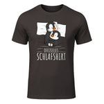 Offizielles Schlafshirt Pinguin Schlafanzug Penguin Kurzarm in Dark Chocolate - front view