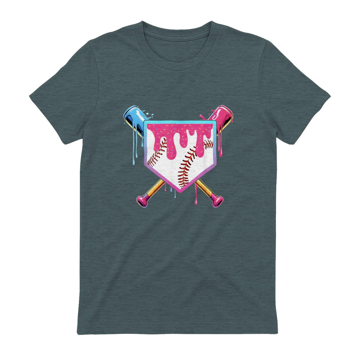 Baseball Drip Youth T-Shirt in Dark Heather - back view