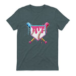 Baseball Drip Youth T-Shirt in Dark Heather - back view