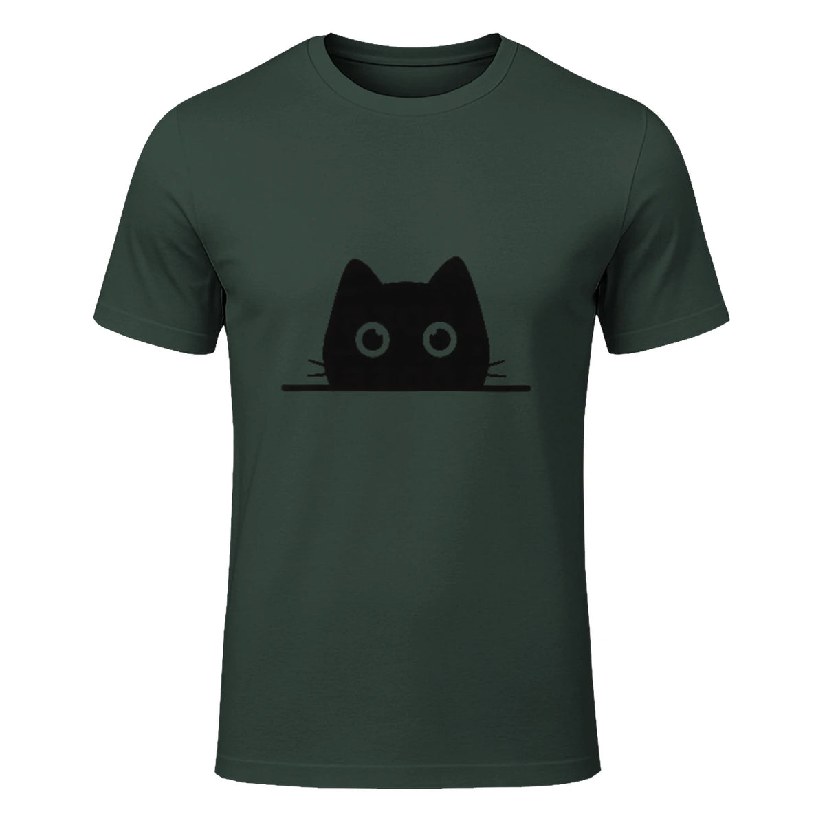 Chemise avec motif de chat dans une poche pour enfants, femmes, hommes, amoureux des chats in Forest Green - front view