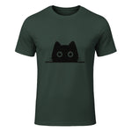 Chemise avec motif de chat dans une poche pour enfants, femmes, hommes, amoureux des chats in Forest Green - front view