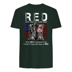 On Friday We Wear Red Military R.E.D Friday Military Remember Everyone Deployed Unisex-Adults US Flag T-Shirt Black Smal in Forest Green - back view