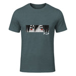 Anime in Japanese Characters Kawaii Eyes Face Short Sleeve in Dark Heather - front view