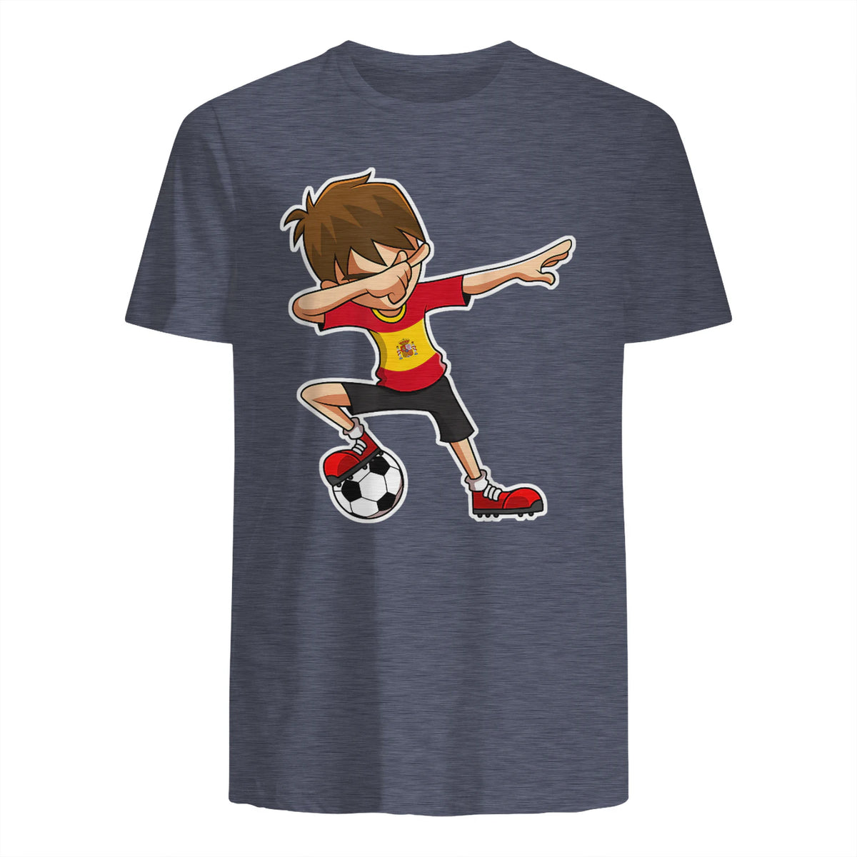 Dabbing Football Garçon Espagne Jersey, Espagnol Enfants Dab in Heather Navy - back view