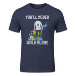 Vintage Father Son Family Autistic Kids Autism Awareness Dad in Heather Navy - front view