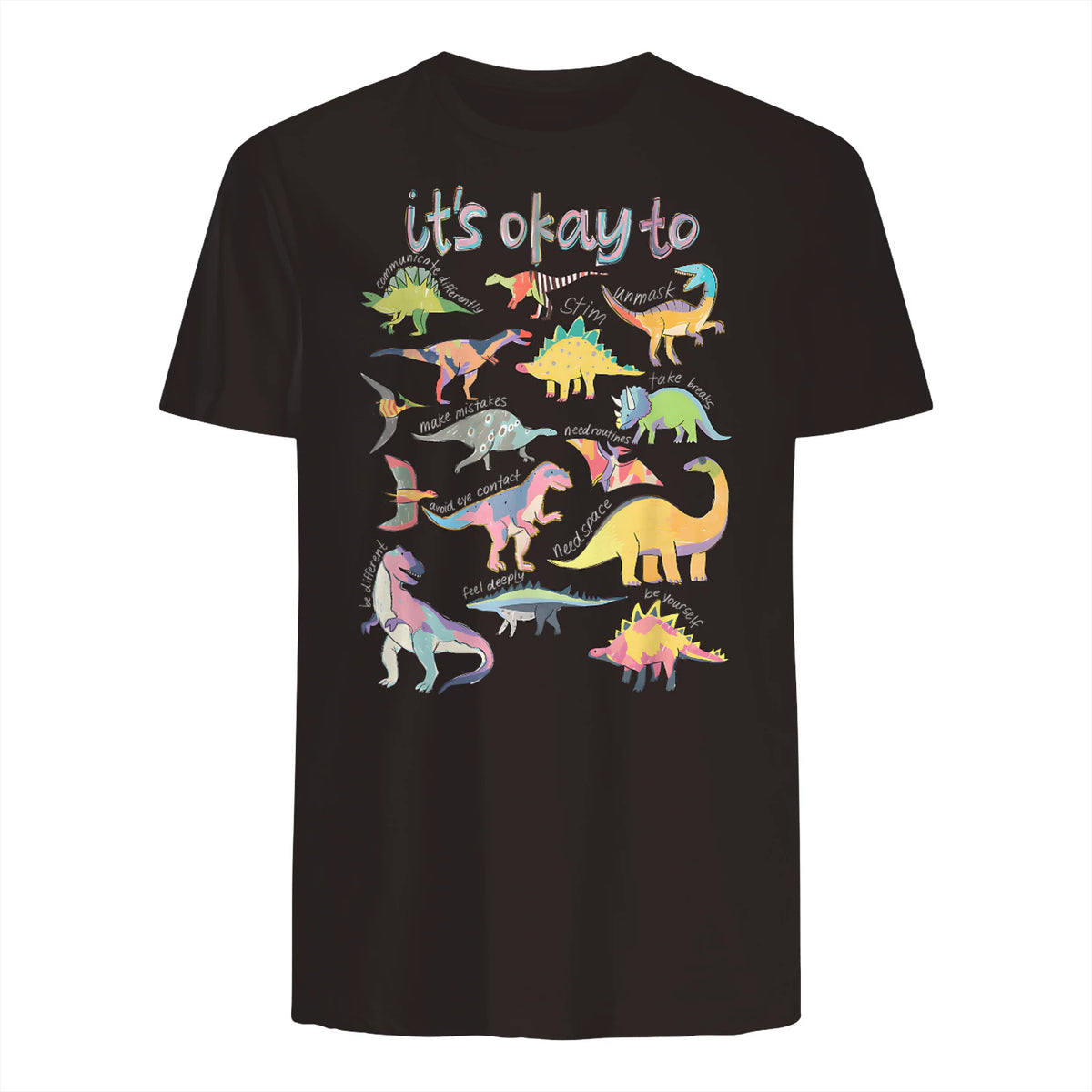 Autism Awareness It's Okay to Be Different Funny Dinosaur in Dark Chocolate - back view