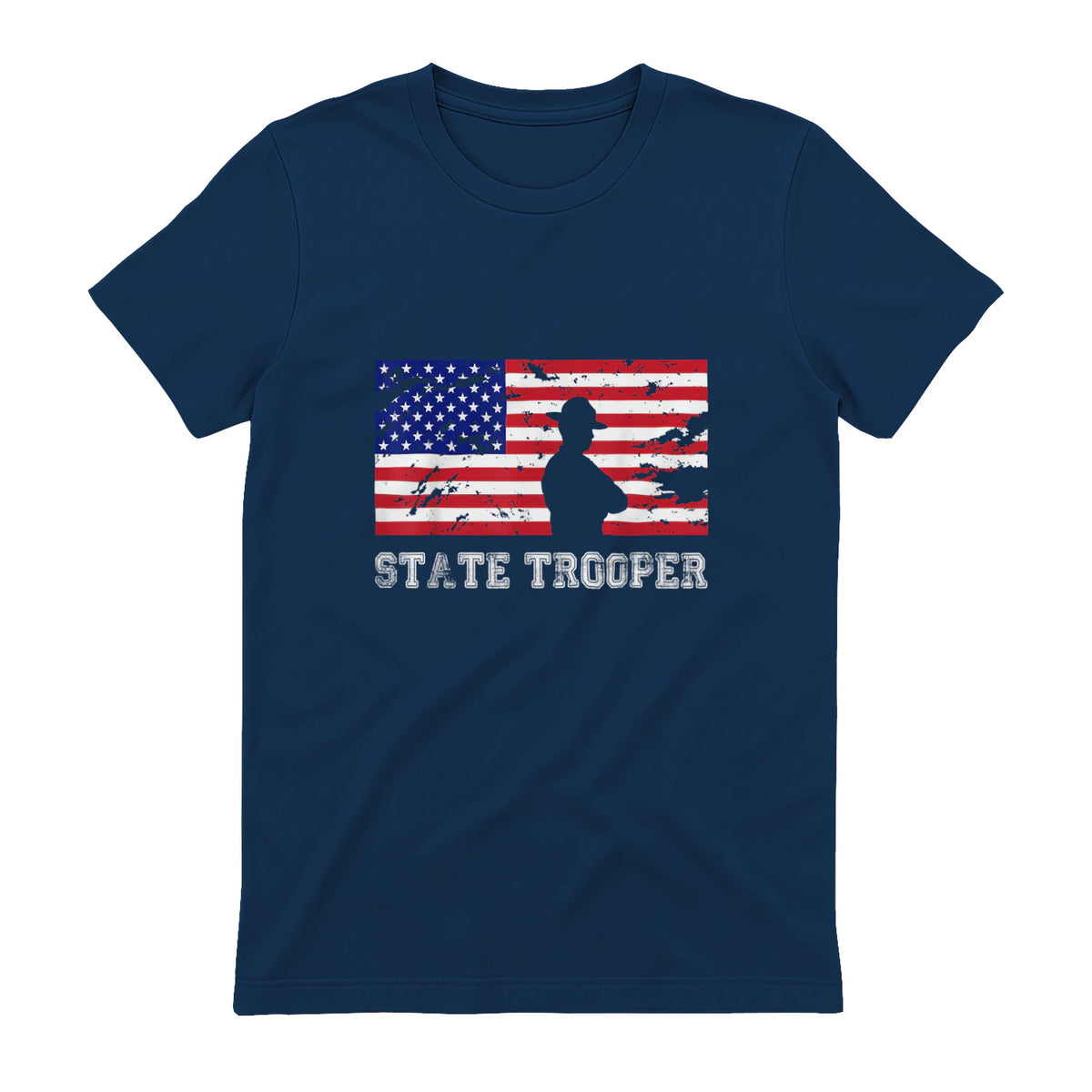 State Trooper USA Flag T-Shirt Gift T-Shirt in Navy - back view