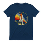 NASA Shuttle Launch Into Rainbow Premium Graphic T-Shirt T-Shirt UK in Navy - back view