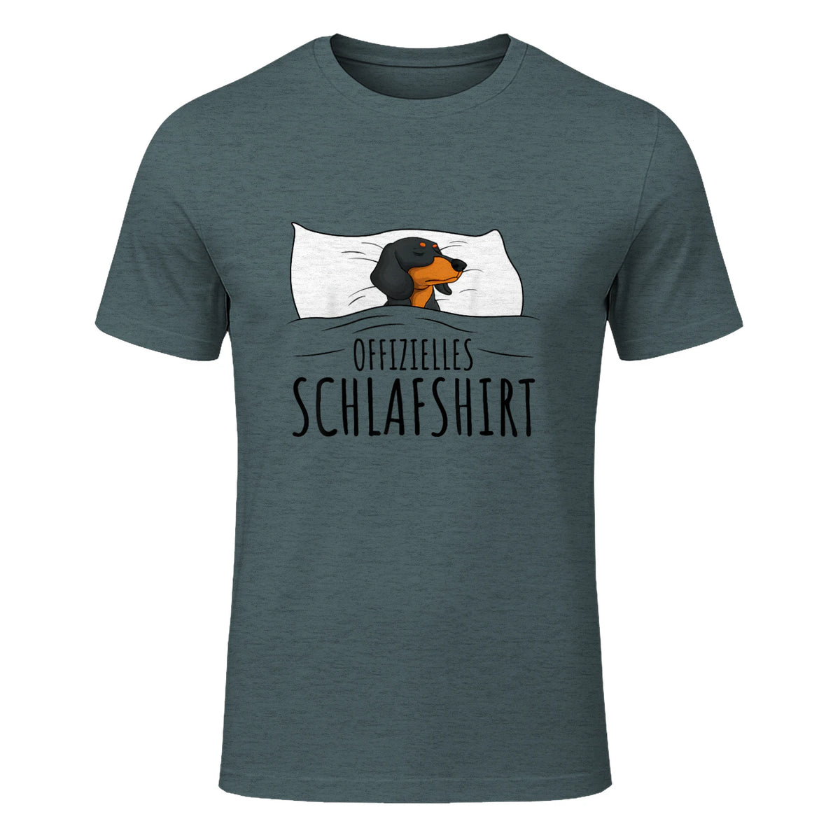 Offizielles Schlafshirt Schlafanzug Dackel Hund Geschenkidee in Dark Heather - front view