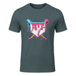 Baseball Drip Youth T-Shirt in Dark Heather - front view