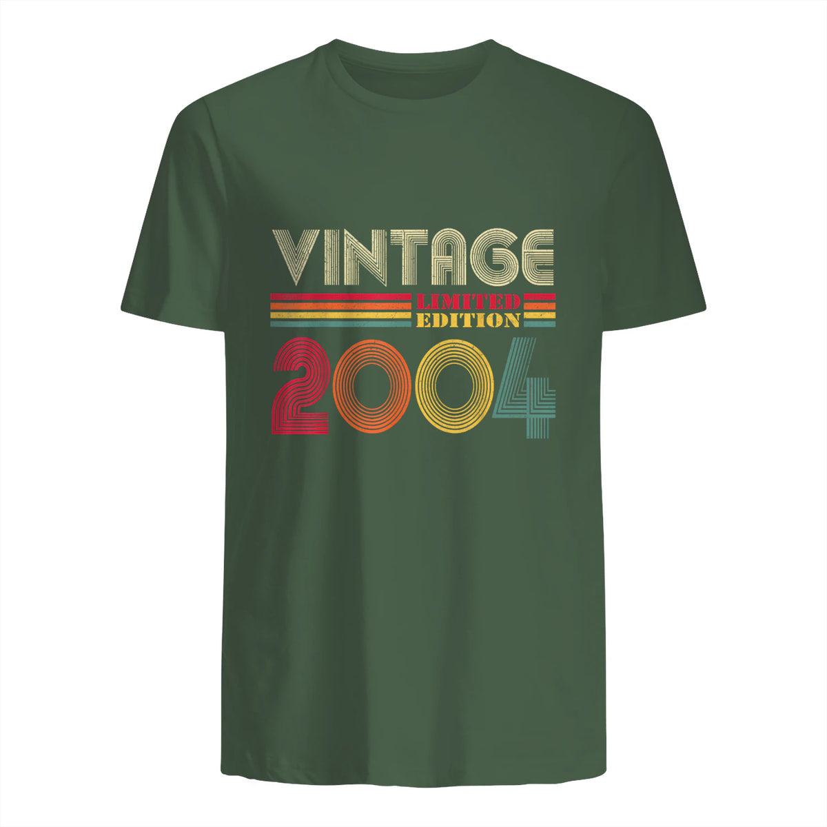 Vintage Twentieth Birthday Gift T-Shirt in Military Green - back view