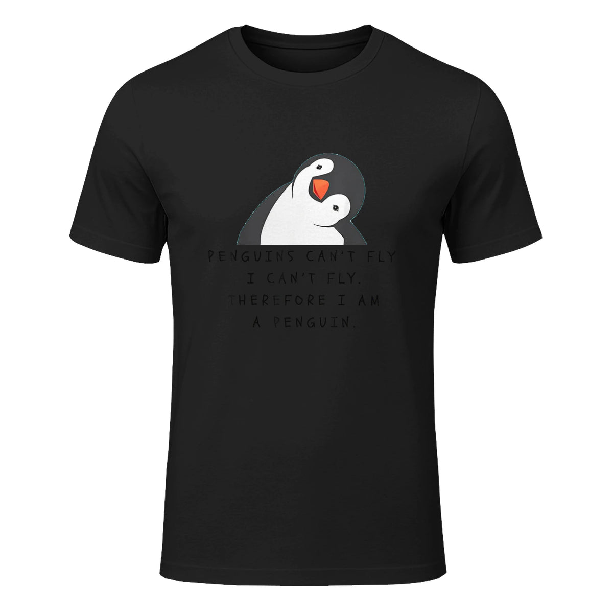 Funny Penguins T-shirt Woman Man Children Gift in Black - front view