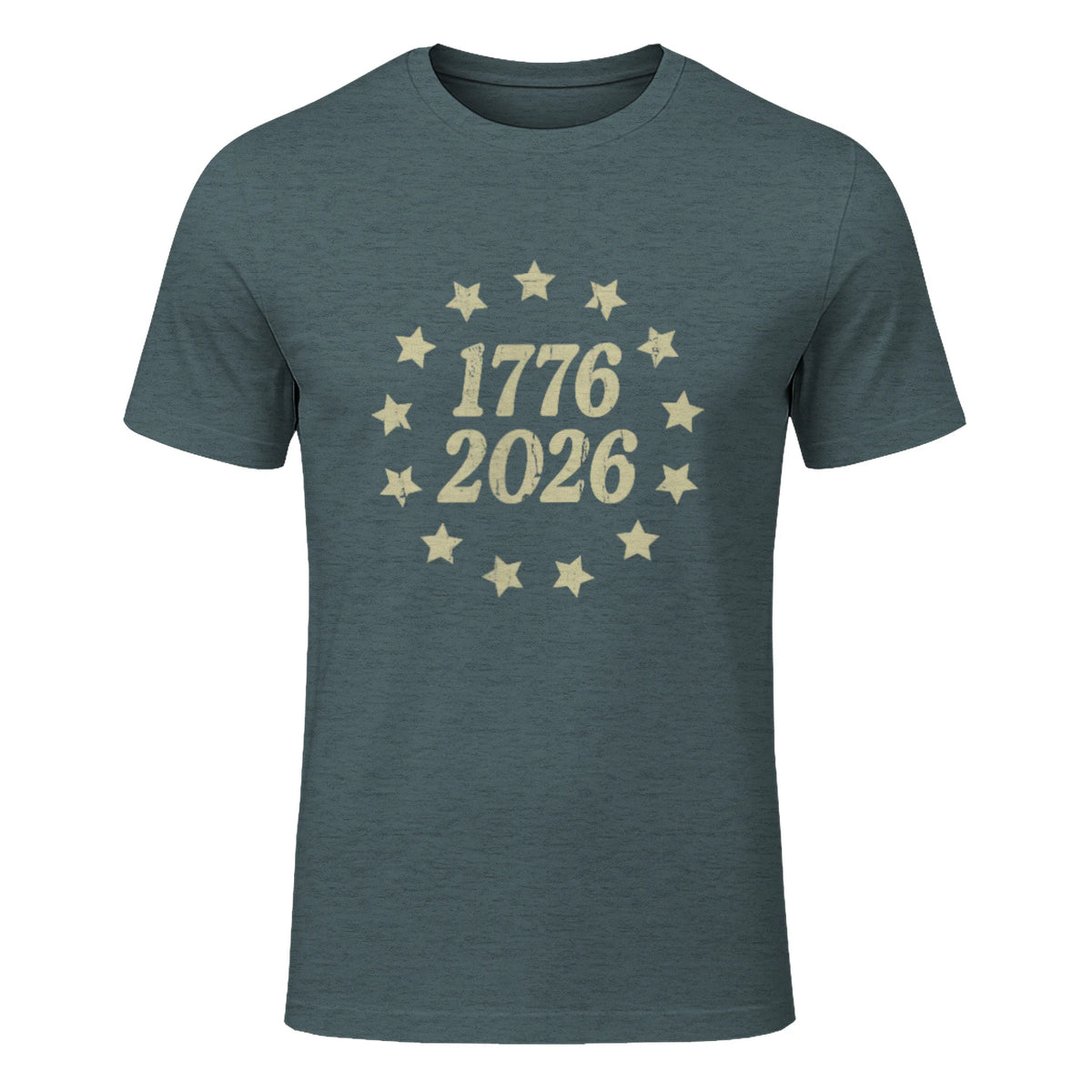 American Flag Front and Back Anniversary T-Shirt in Dark Heather - front view