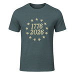 American Flag Front and Back Anniversary T-Shirt in Dark Heather - front view