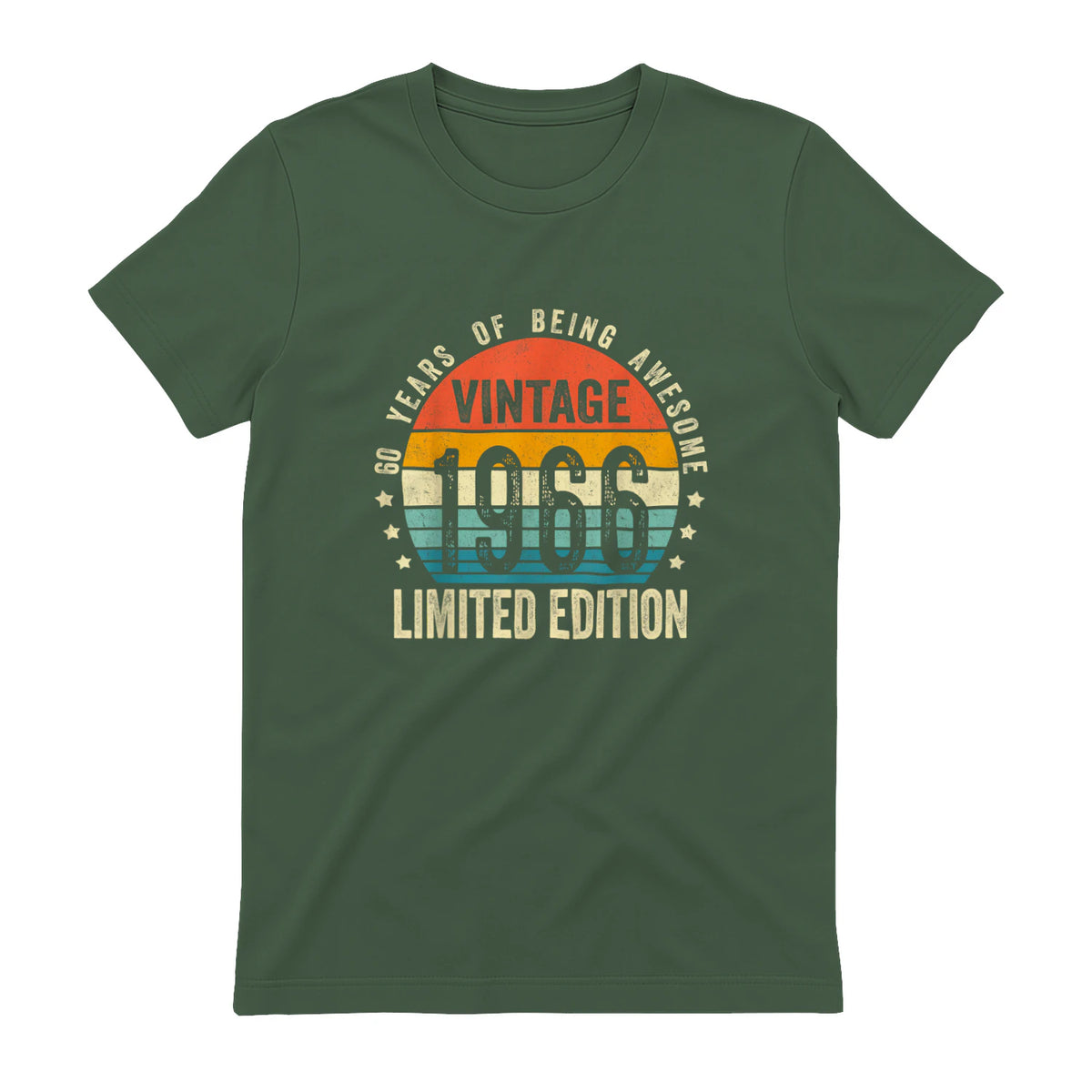 Vintage Sixtieth Birthday Gift T-Shirt in Military Green - back view