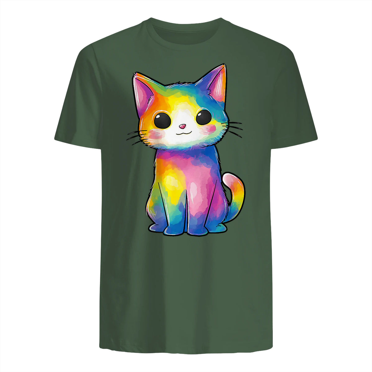 Aquarelle colorée pour Les Amoureux des Chats in Military Green - back view