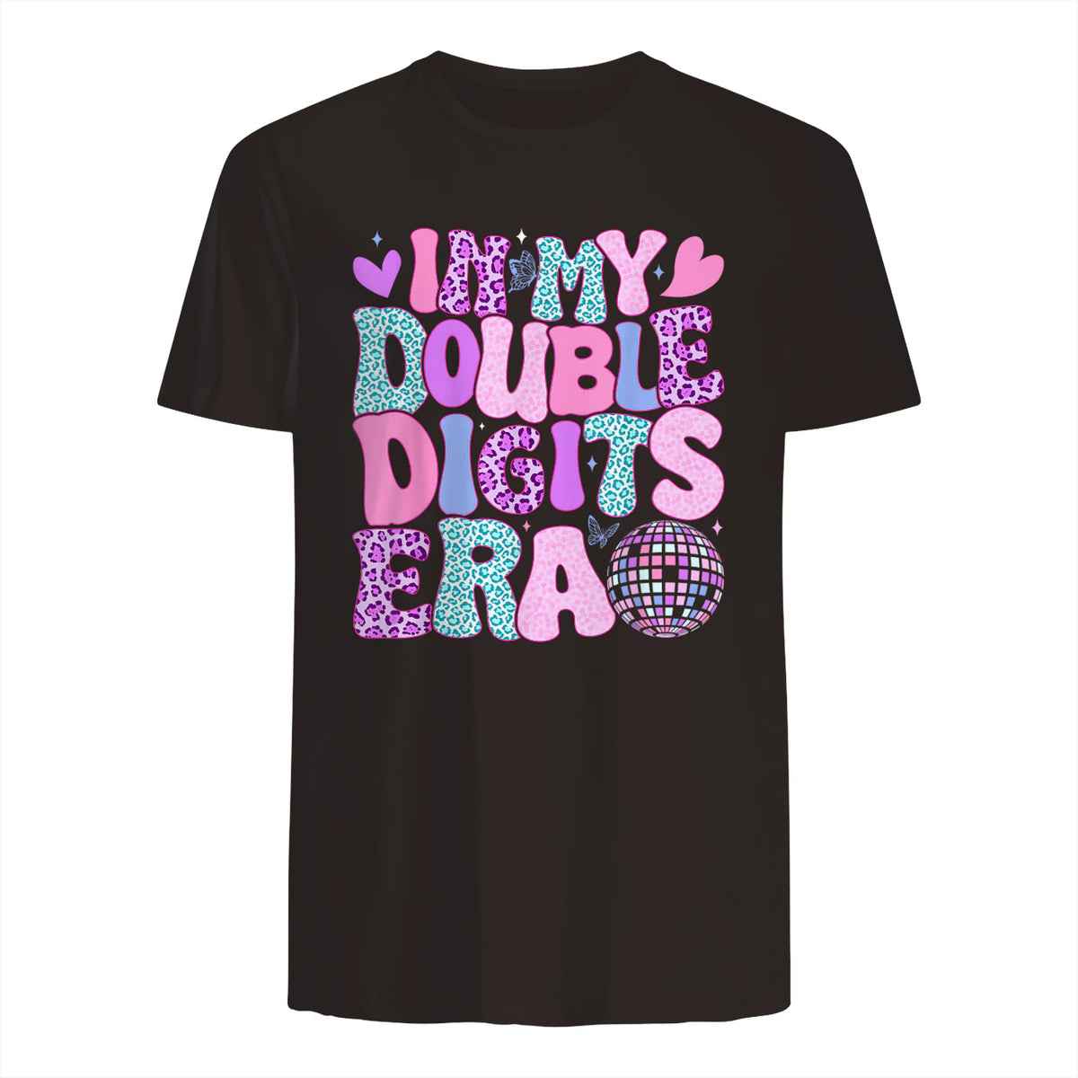 In My Double Digits Era Tenth Birthday Girl T-Shirt in Dark Chocolate - back view