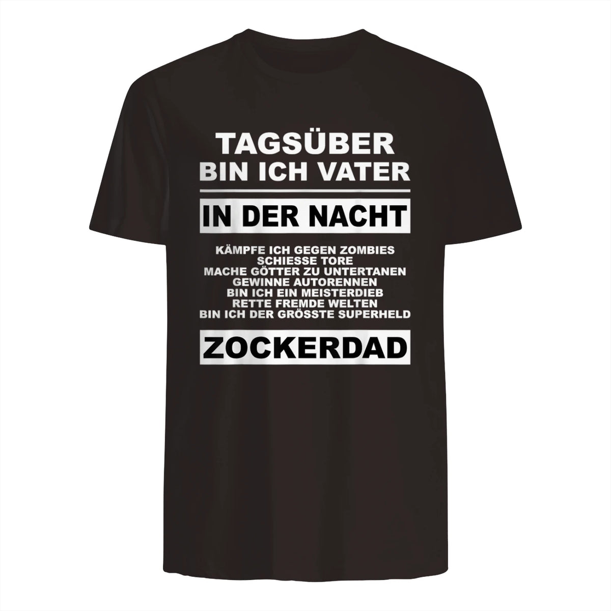 Zockerdad PC Spiele Gaming Zocken Konsole T-Shirt in Dark Chocolate - back view