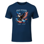 Patriotic Eagle and Flag Anniversary T-Shirt in Navy - front view