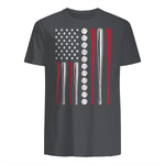 Patriotic Baseball Fourth of July USA Flag T-Shirt in Charcoal - back view