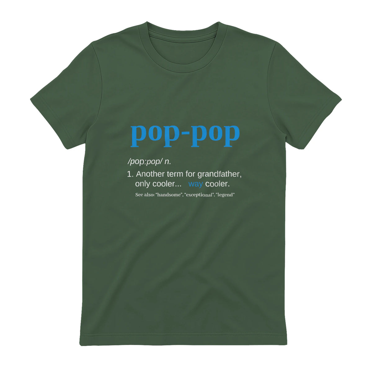 Pop Pop Gifts Grandpa Fathers Day in Military Green - back view