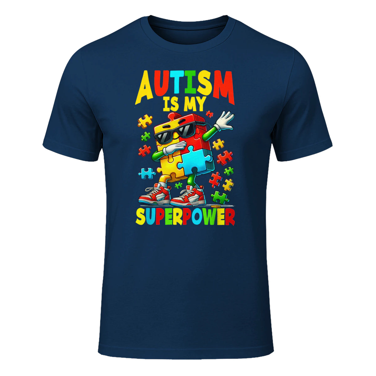 Puzzle Autism Awareness Autistic Support in Navy - front view