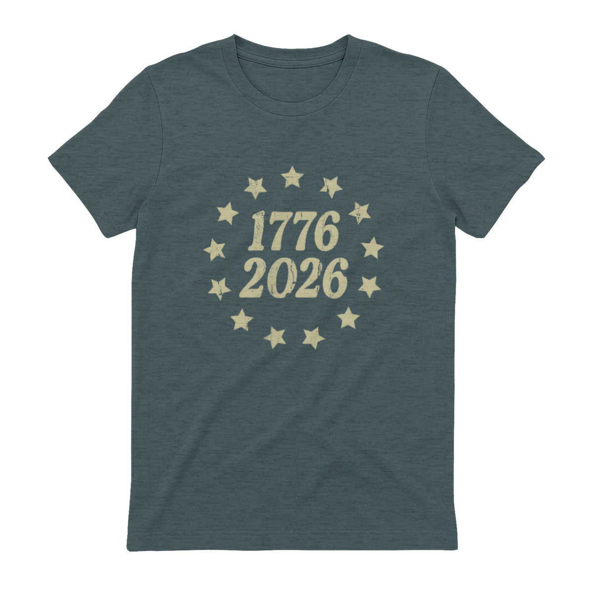 American Flag Front and Back Anniversary T-Shirt in Dark Heather - back view
