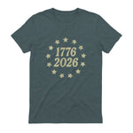 American Flag Front and Back Anniversary T-Shirt in Dark Heather - back view