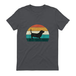 Basset Hound rétro Amant Vintage Sunset Dog & Puppy in Charcoal - back view