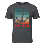 Papitän Papa und Kapitän Lustiges Retro Anker Vatertag in Charcoal - front view