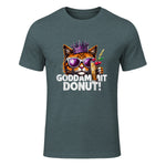 Donut Princess Cat Meme Tee – Kawaii Funny Cartoon Style T-Shirt in Dark Heather - front view