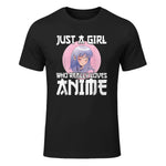 Manga & Anime Outfits for Women & Girls Anime Girl Merch Otaku Gift Just A Girl Who Loves Anime in Black - front view