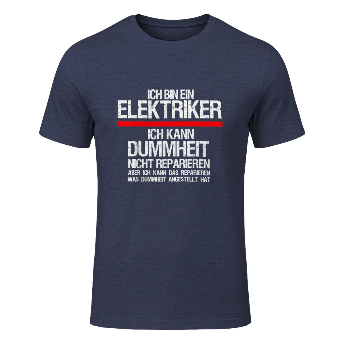 Elektriker Fun Geschenkidee - Herren Schwarz S - Kurzarm - Casual Funny Slogan Electrician in Heather Navy - front view