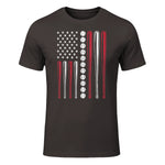 Patriotic Baseball Fourth of July USA Flag T-Shirt in Dark Chocolate - front view