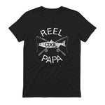 Funny Fishing Reel Cool Papa Dad Joke T-Shirt in Black - back view