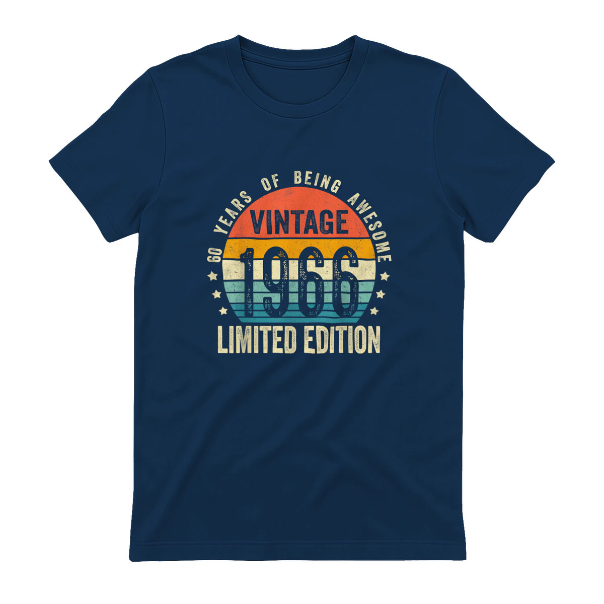 Vintage Sixtieth Birthday Gift T-Shirt in Navy - back view