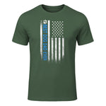 Best Dog Dad Ever American Flag T-Shirt Gift for Best Father in Military Green - front view
