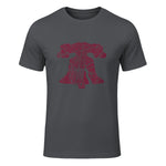 Philadelphia Street Map Liberty Bell Vintage Maroon Philly T-Shirt in Charcoal - front view