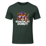 Donut Princess Cat Meme Tee – Kawaii Funny Cartoon Style T-Shirt in Forest Green - front view