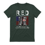 On Friday We Wear Red Military R.E.D Friday Military Remember Everyone Deployed Unisex-Adults US Flag T-Shirt Black Smal in Forest Green - back view