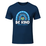 In April We Wear Blue Autism Ribbon T-Shirt in Navy - front view