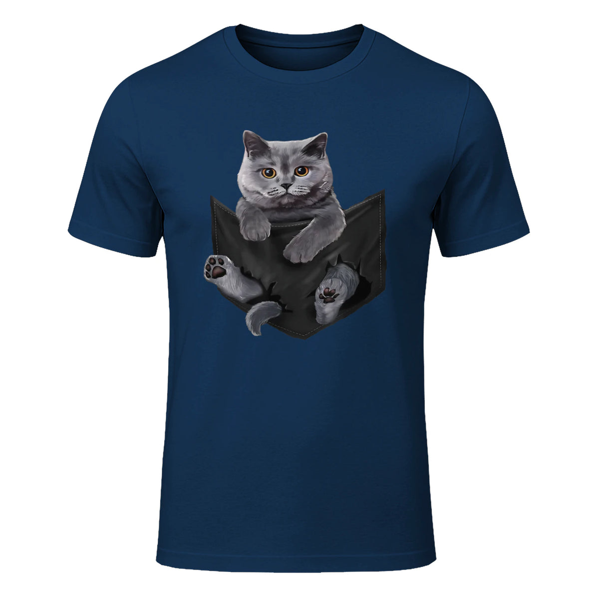 Cat Lovers British Shorthair In Pocket Fun Kitten in Navy - front view