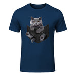 Cat Lovers British Shorthair In Pocket Fun Kitten in Navy - front view