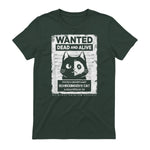 Schrödinger's Cat Wanted Dead And Alive Physics Physicist T-Shirt in Forest Green - back view