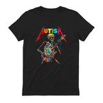 Autism Skeleton Guitar Player Rock Music Autism Awareness in Black - back view