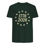 American Flag Front and Back Anniversary T-Shirt in Forest Green - back view
